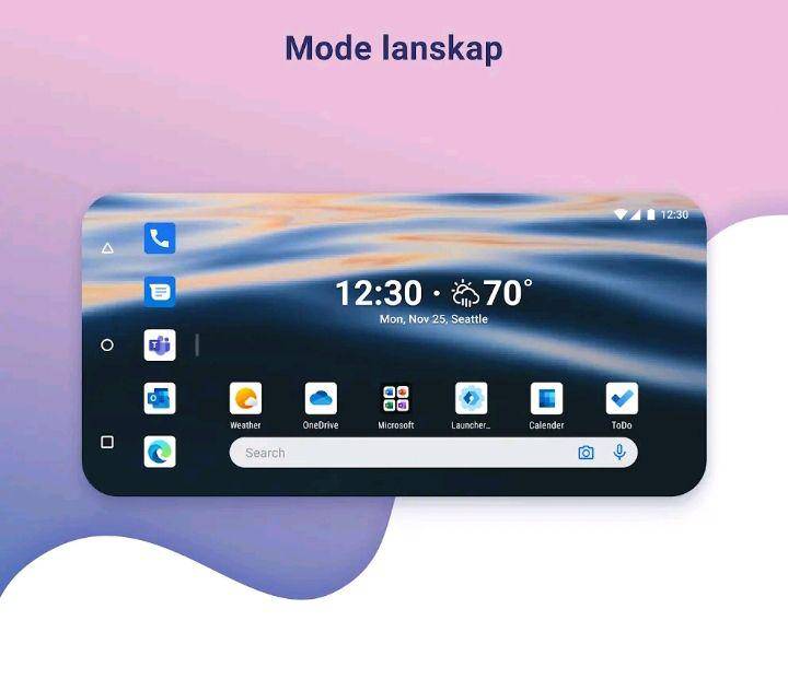 Microsoft Launcher dalam mode lanskap (play.google.com)