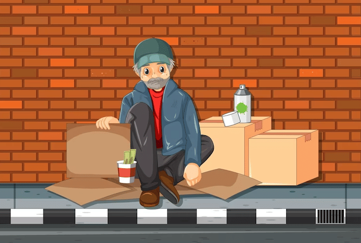 ilustrasi gelandangan/ODGJ (freepik)