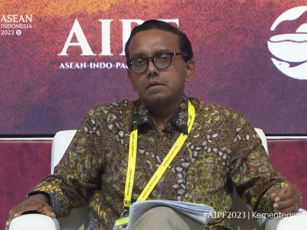 Presiden Airbus Asia-Pasifik Anand Stanley dalam ASEAN-Indo-Pacific Forum (AIPF) di Hotel Mulia, Jakarta, Rabu (6/9/2023). (youtube.com/Kementerian BUMN)