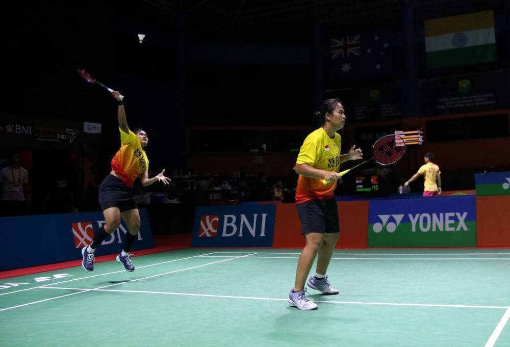 Jesita/Febi Setianingrum melaju ke babak 16 besar Indonesia Master 2023 di GOR PBSI Sumut, Rabu (6/9/2023) malam (Dok.PBSI)