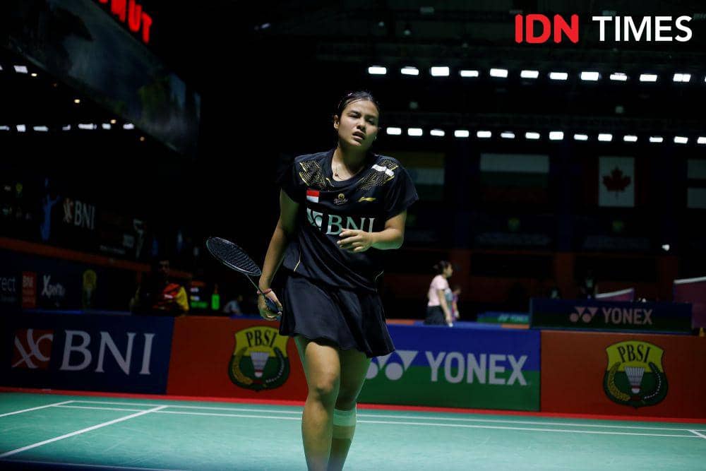 Komang Ayu Cahya Dewi saat beraksi di 32 Besar Indonesia Masters 2023 di GOR PBSI Sumut (IDN Times/Doni Hermawan)