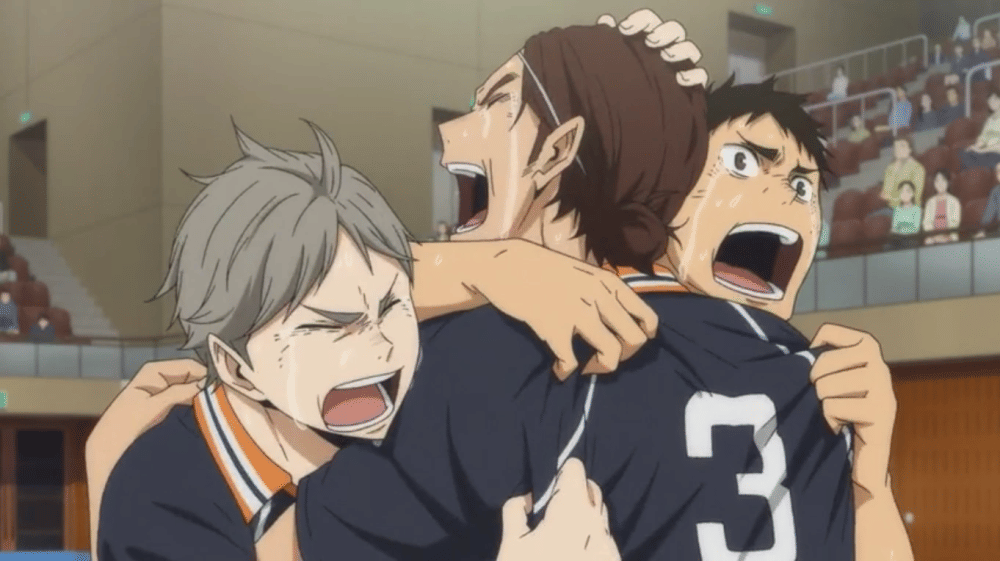 Daichi, Sugawara, dan Asahi (dok. Production I.G/ Haikyuu!!)