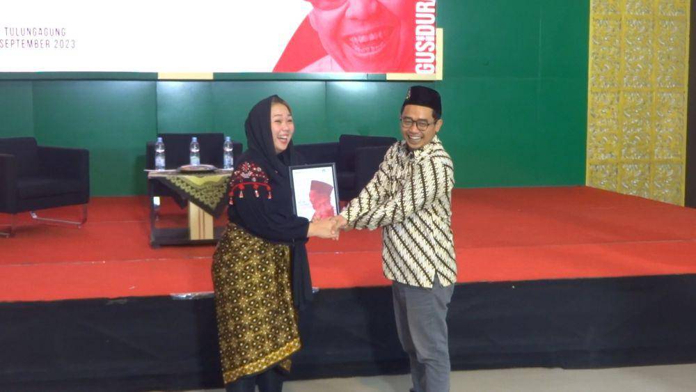 Putri bungsu Gus Dur, Inayah Wahid saat di UIN Tulungagung. IDN Times/ Bramanta Pamungkas