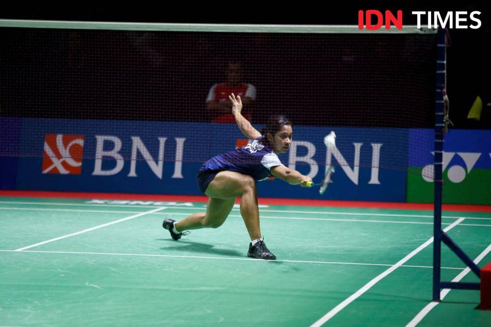 Ester Nurumi Tri Wardoyo melaju ke perempat final Indonesia Masters 2023 BWF Seri 100 di GOR PBSI Sumut (IDN Times/Doni Hermawan)
