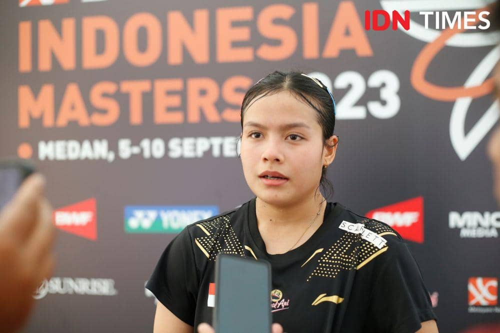 Komang Ayu Cahya Dewi lolos ke perempat final tunggal putri Indonesia Masters 2023 BWF Super 100 di GOR PBSI Sumut (Doni Hermawan)