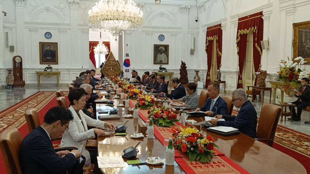 Presiden Jokowi menerima Presiden Korea Selatan, Yoon Suk Yeol di Istana Merdeka, Jakarta (IDN Times/istimewa)