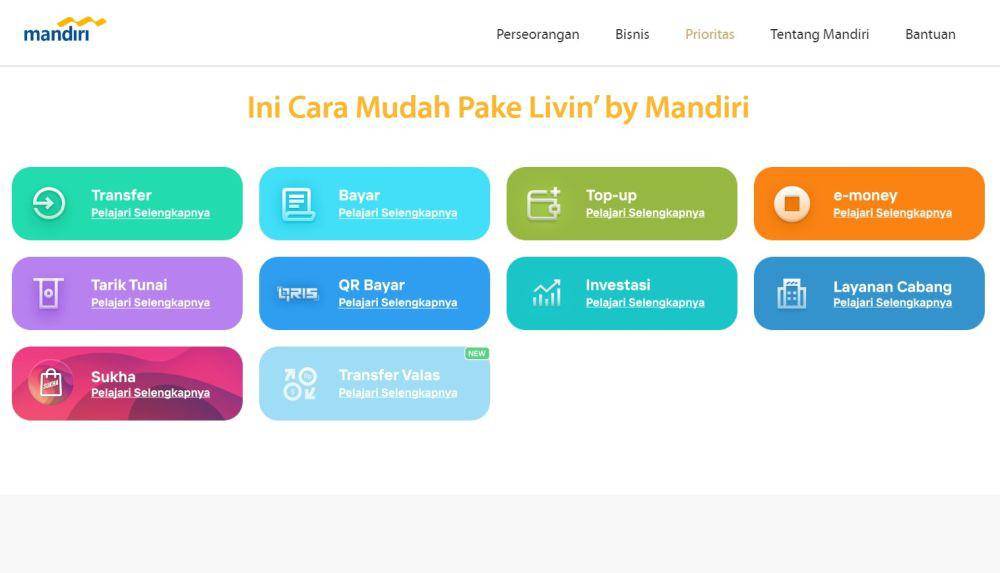 Layanan di Livin' by Mandiri (bankmandiri.co.id)
