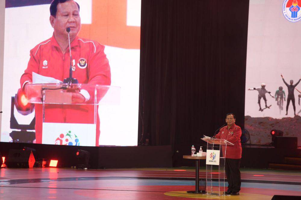 Menhan Prabowo di acara Haornas 2023. (Dok. Kemenpora)