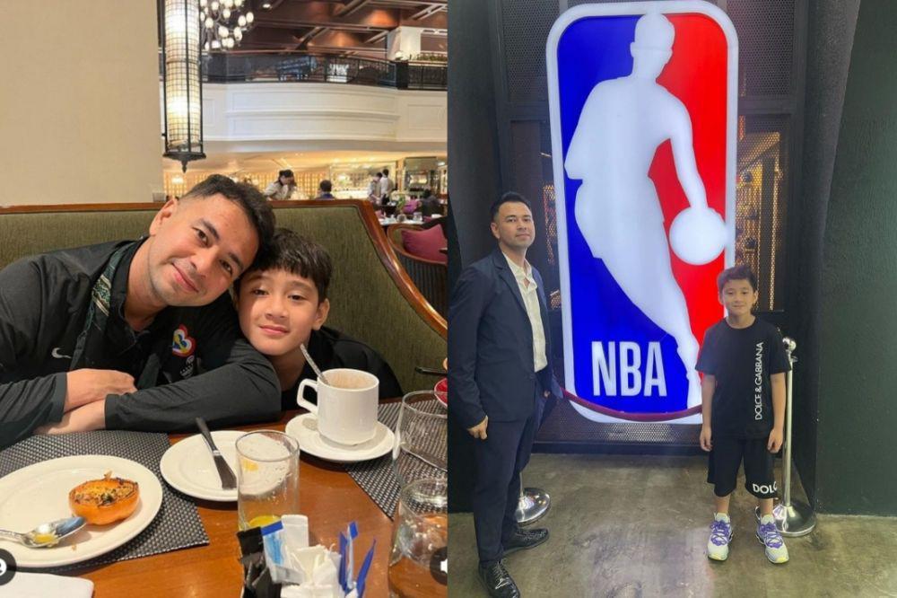 10 Momen Raffi Ahmad dan Rafathar Nonton Final Piala Dunia Basket