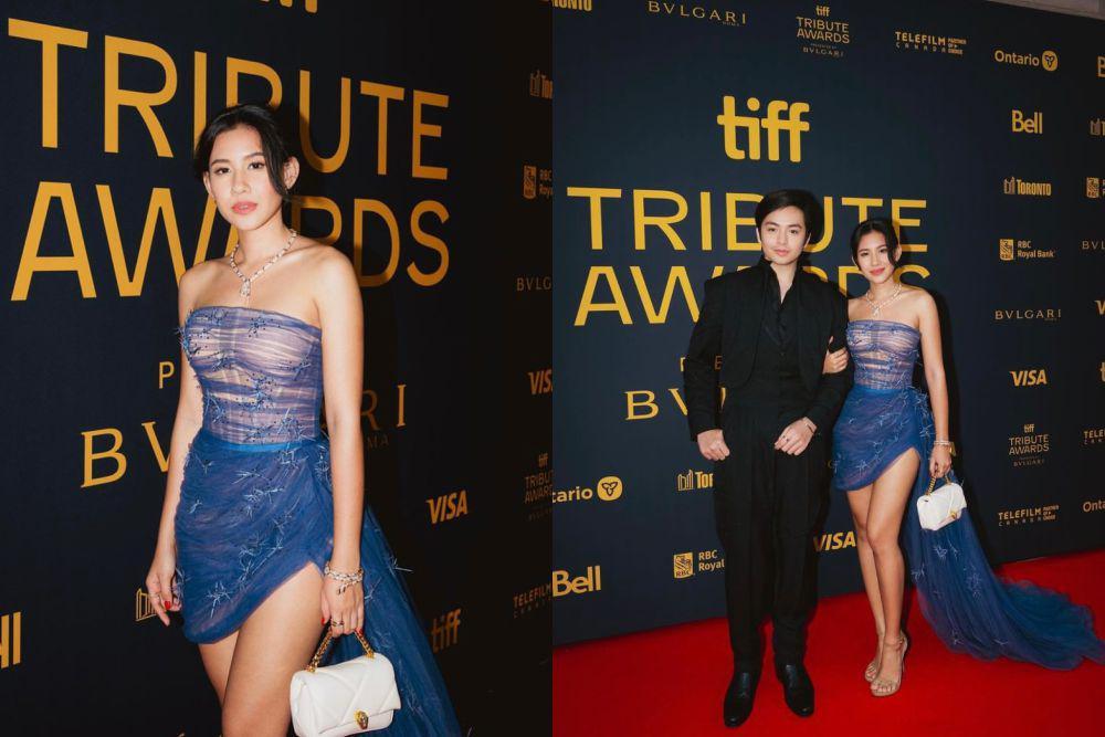 10 Potret Shenina Cinnamon di TIFF Tribute Awards 2023 bareng Angga