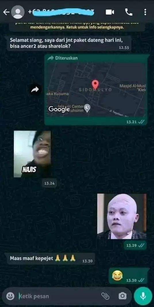 Chat lucu kurir (Twitter.com/NengNitria)