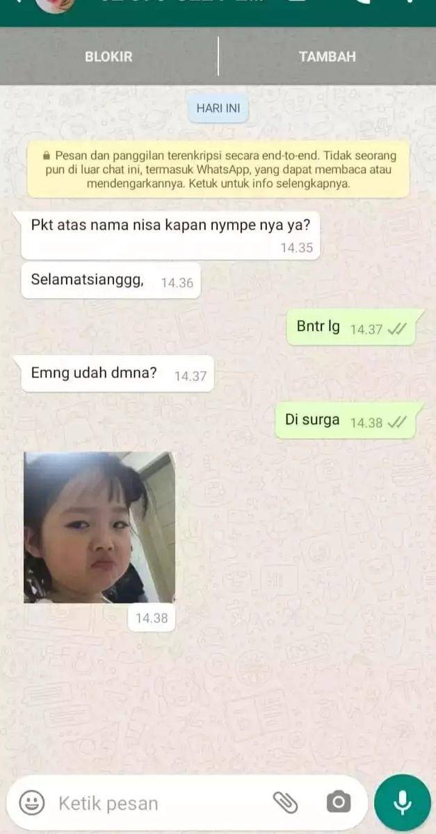 Chat lucu kurir (Twitter.com/txtdarikurir)