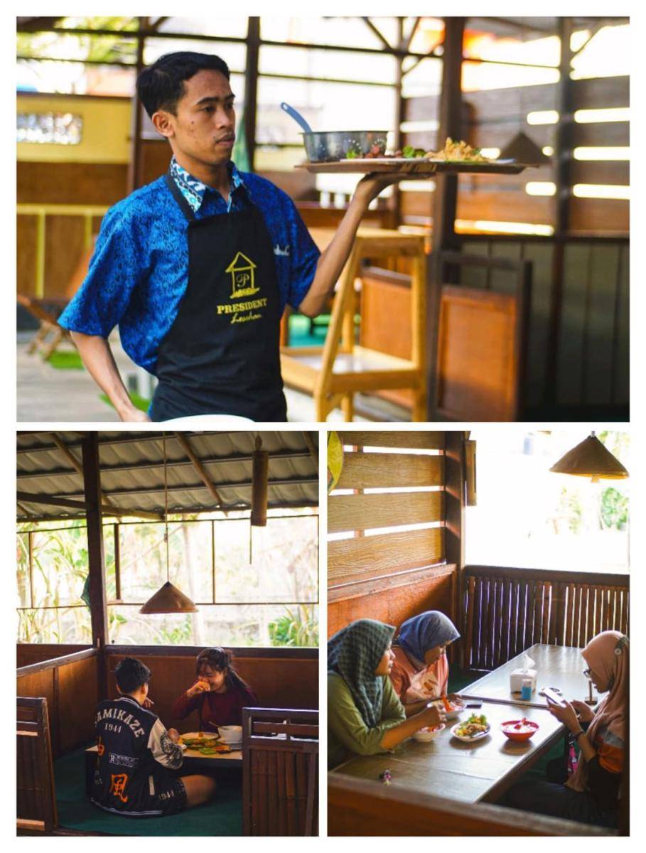 Pelayanan mengantarkan makanan. (Instagram.com/lesehan_president)