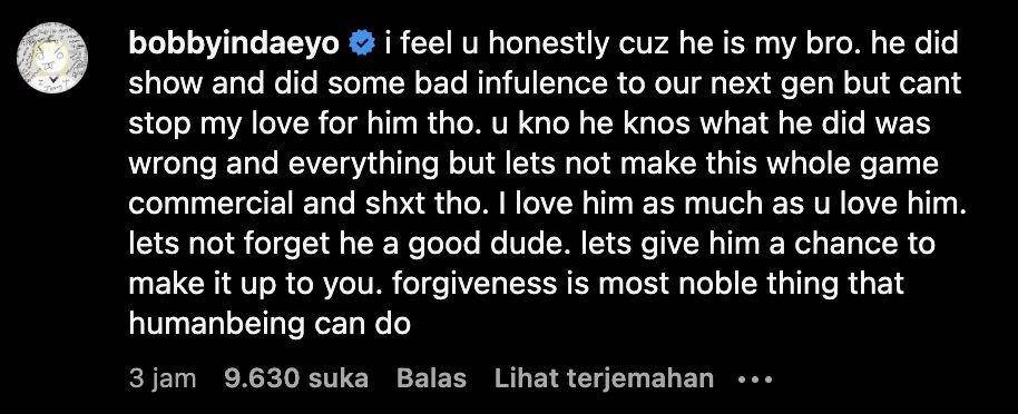 komentar Bobby iKON soal Han Bin (instagram.com/bobbyindaeyo)