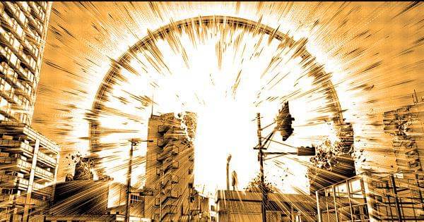 Ledakan Hollow Purple menghancurkan seisi kota ( Dok. Shueisha / Jujutsu Kaisen )