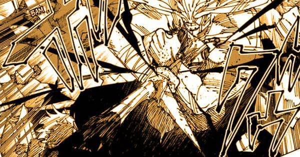 Gojo menyerang Mahoraga dengan Black Flash ( Dok. Shueisha / Jujutsu Kaisen )