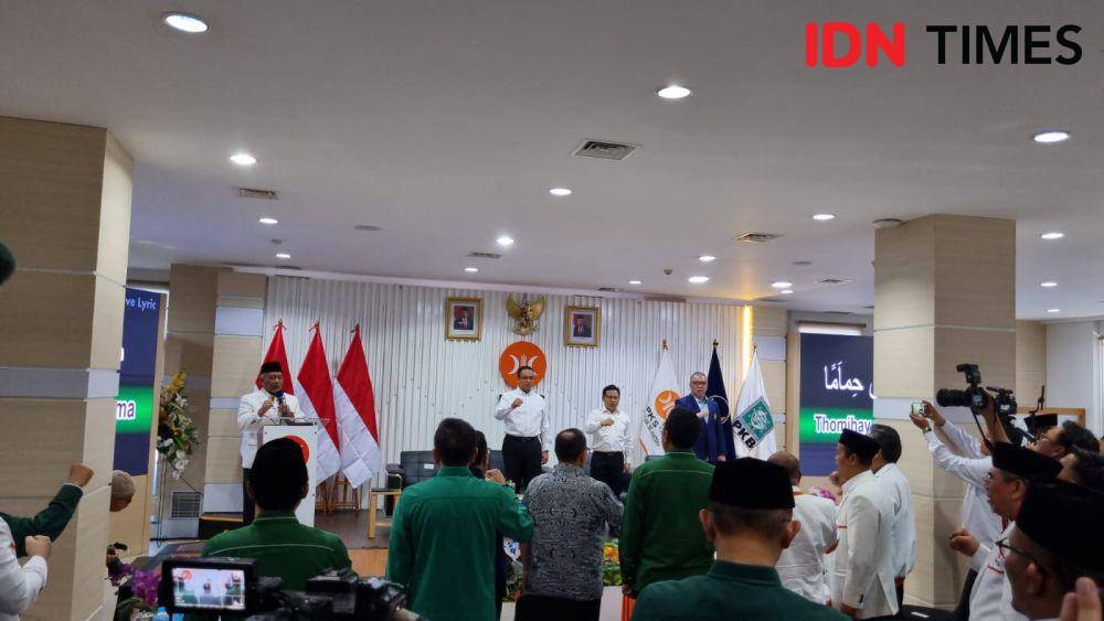 Anies Baswedan dan Muhaimin Iskandar bersilaturahmi ke kantor DPP PKS, Selasa (12/9/2023) (IDN Times/Muhammad Ilman)