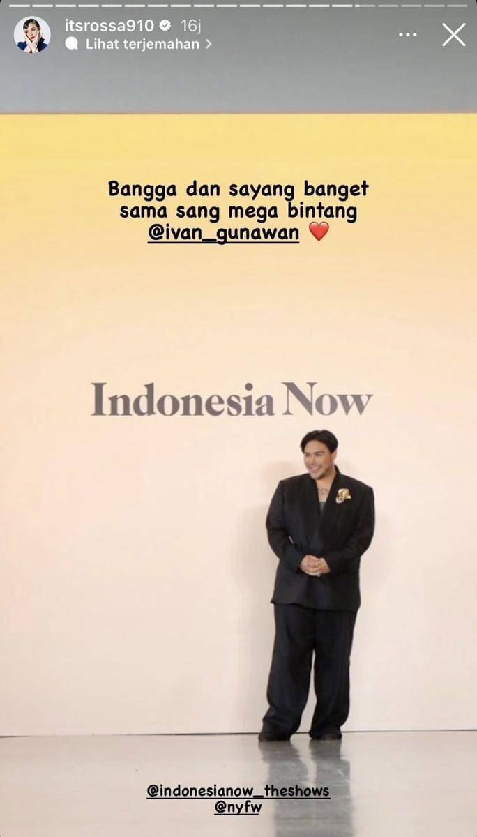 potret Rossa dukung Ivan Gunawan di event NYFW 2023 (Instagram.com/itsrossa910)