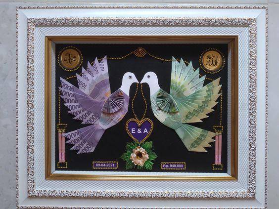 inspirasi mahar uang berbentuk burung merpati (pinterest.com/Amrih Widagdo)