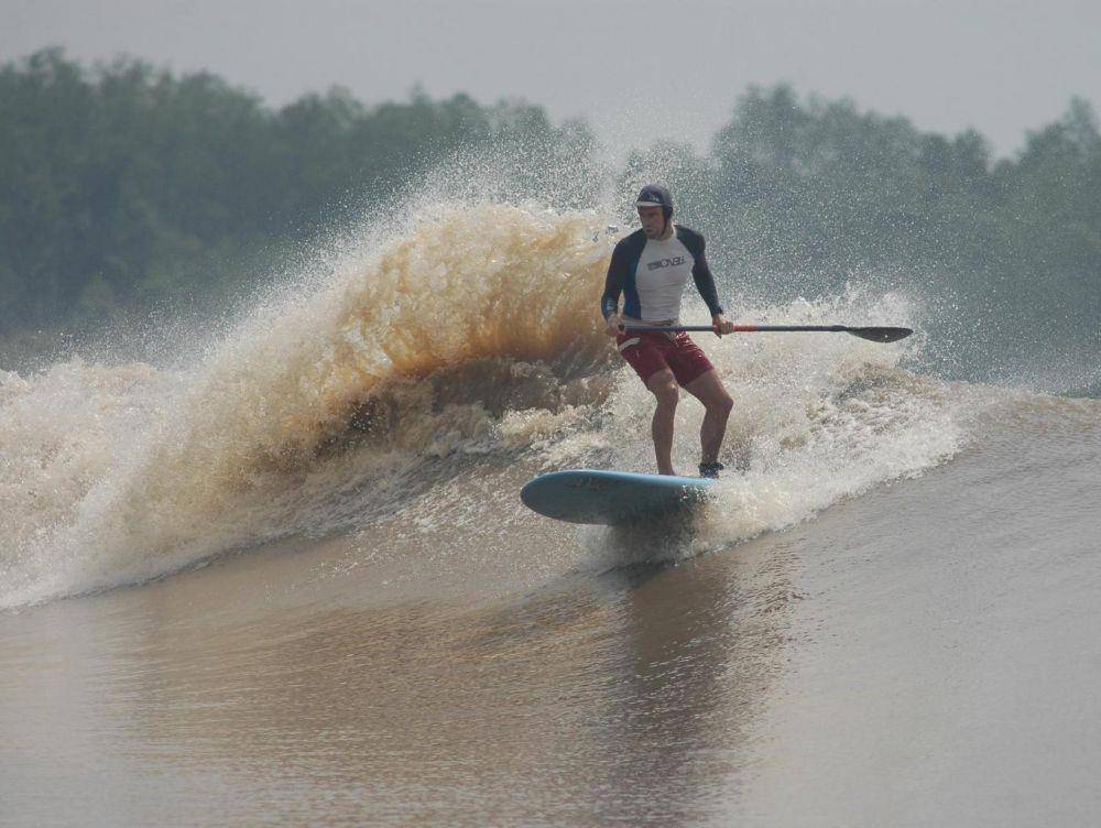 surfing di ombak bono, Sungai Kampar (dok. Pesona Indonesia)