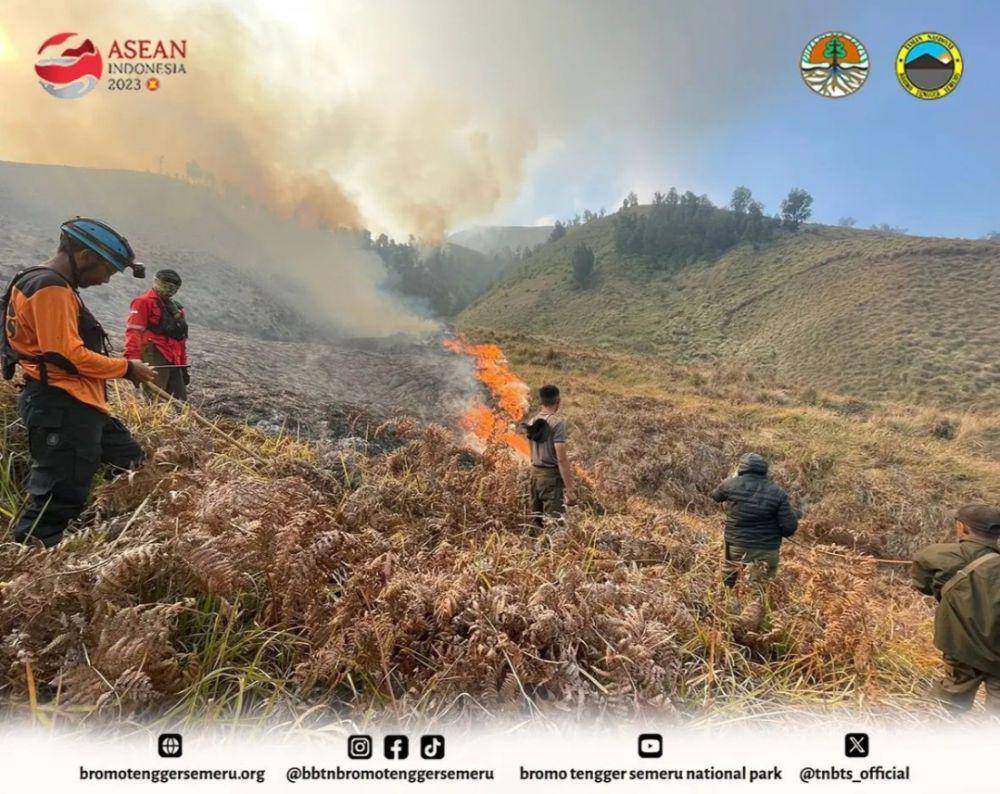 illustrasi kebakaran gunung Bromo (instagram.com/bbtnbromotenggersemeru)