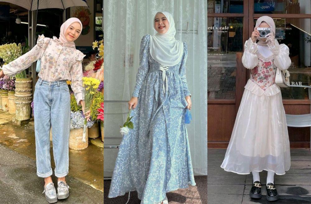 10 Inspirasi Outfit Floral Vintage untuk Hijabers, Classy Banget!
