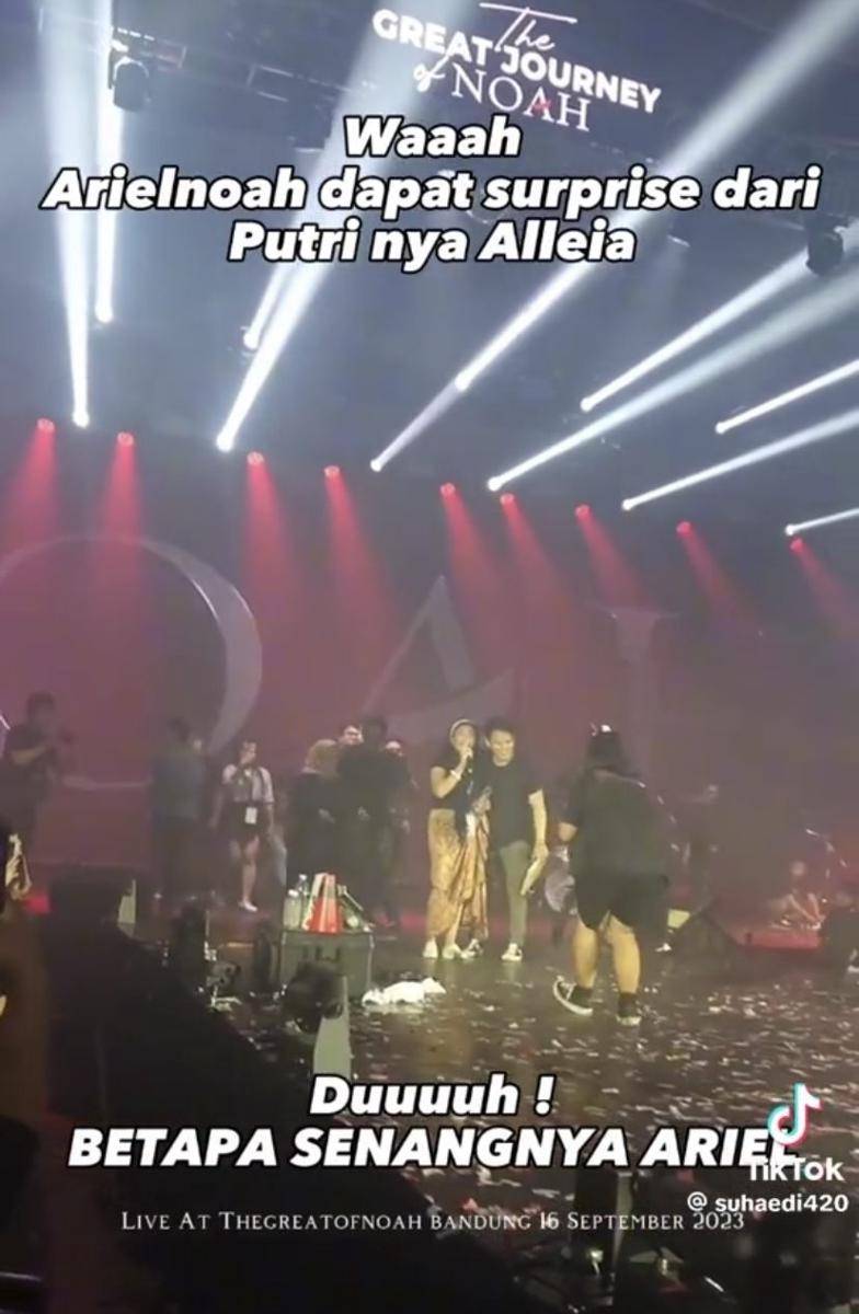 potret Alleia beri kejutan ulang tahun Ariel NOAH di atas panggung (Instagram.com/suhaedi420)