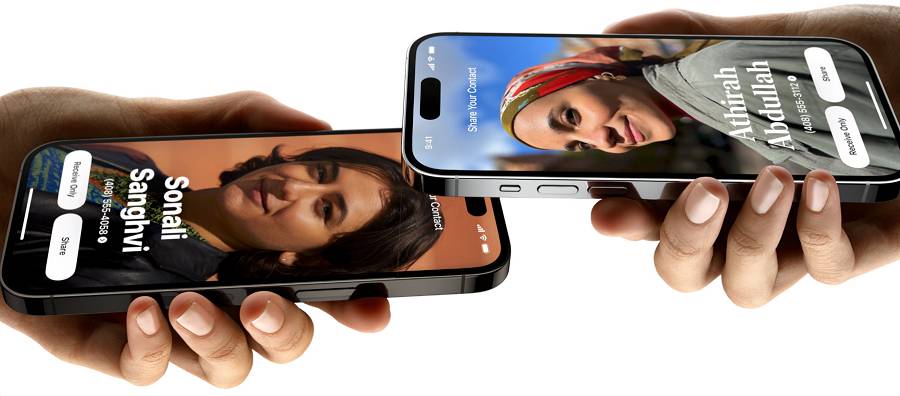 ilustrasi fitur NameDrop (apple.com)