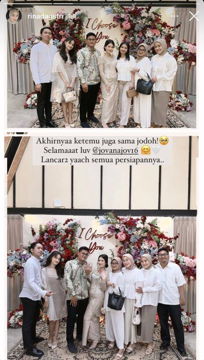 potret pertunangan Jovanna dan Adit (Instagram.com/rinadagstn)