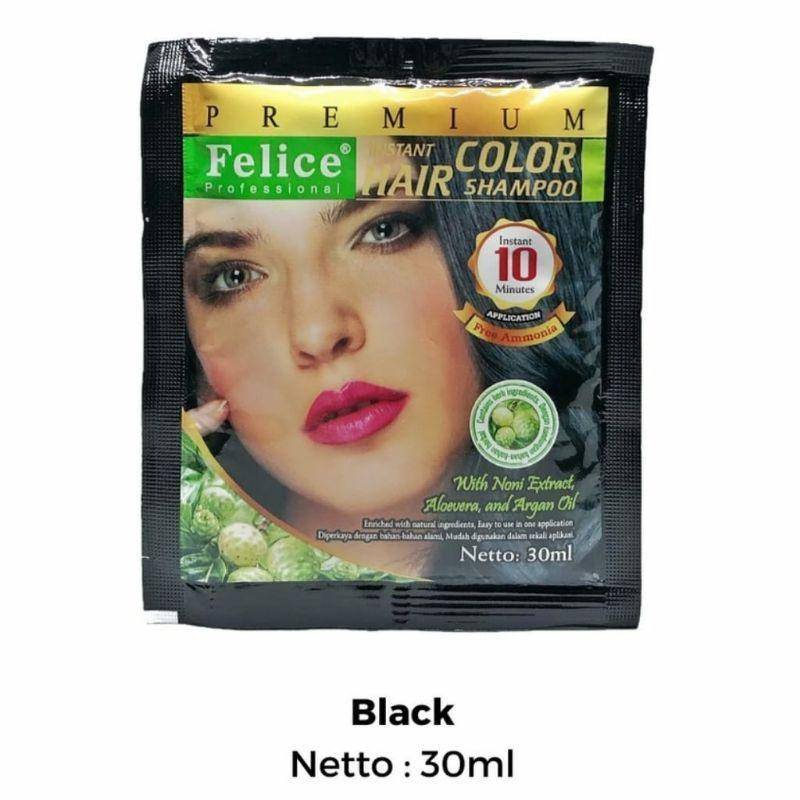 Felice premium instant hair color shampo black (shopee.com)