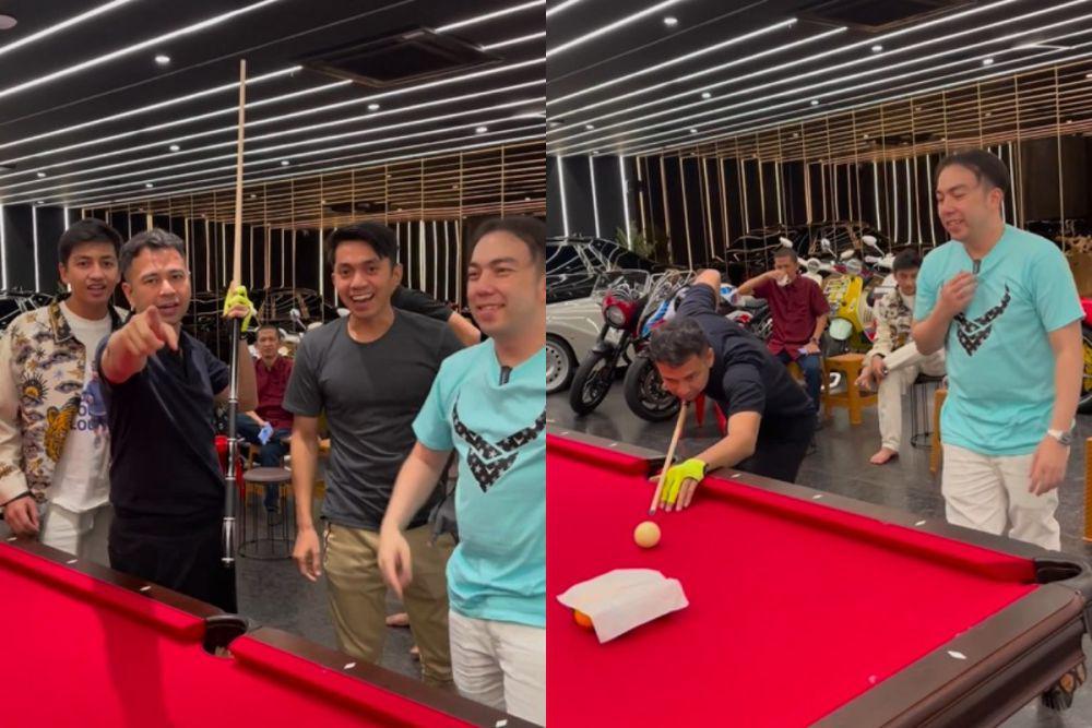 7 Potret Raffi Ahmad Berhasil Trick Shot Biliar, Pamer pada Atta!