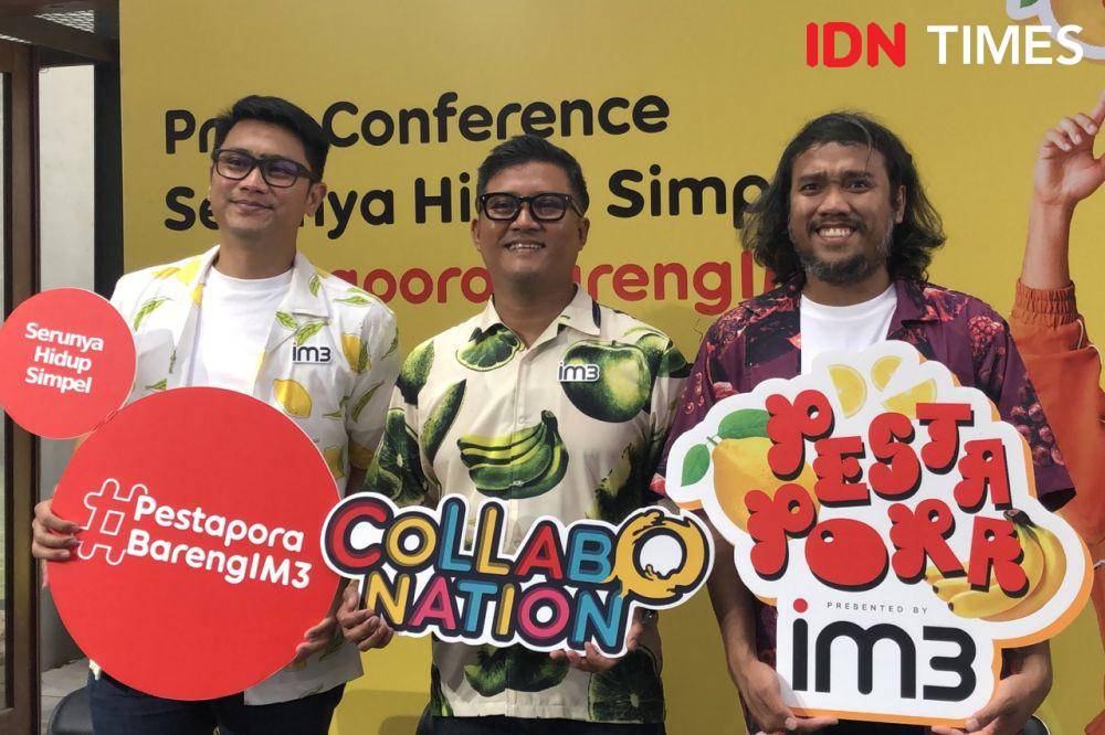 Fahroni Arifin, Shatya Framudia, dan Kiki Aulia Ucup pada konferensi pers Pestapora Bareng IM3 pada Senin (18/9/2023) (IDN Times/Elizabeth Chiquita)