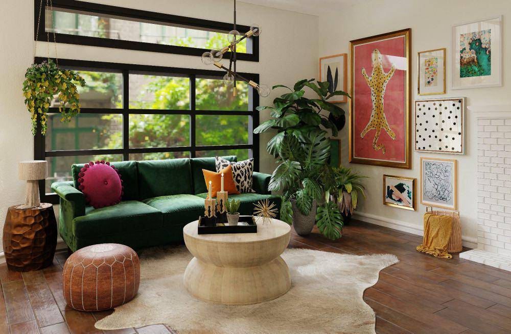 inspirasi dekorasi sofa hijau di ruang tamu (unsplash.com/Spacejoy)