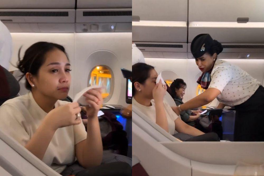 7 Momen Gigi Nangis di Pesawat Gak Ajak Rafathar dan Cipung ke Spanyol