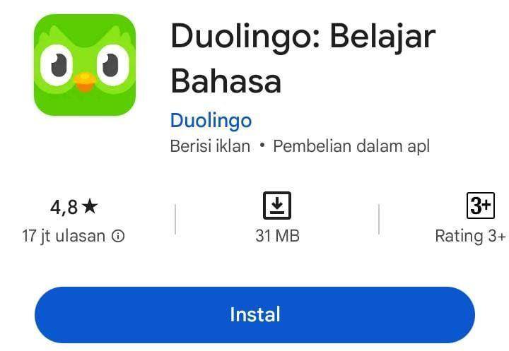 Aplikasi Duolingo (Playstore)