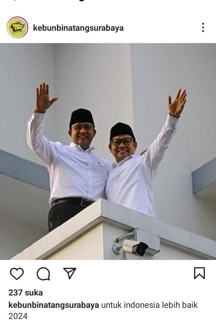 Akun Instagram Kebun Binatang Surabaya Muncul Foto Capres