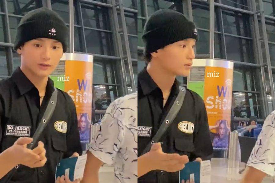 Zayyan XODIAC di bandara untuk balik ke Korea, Selasa (19/9/2023). (twitter.com/imagoodgurl__)