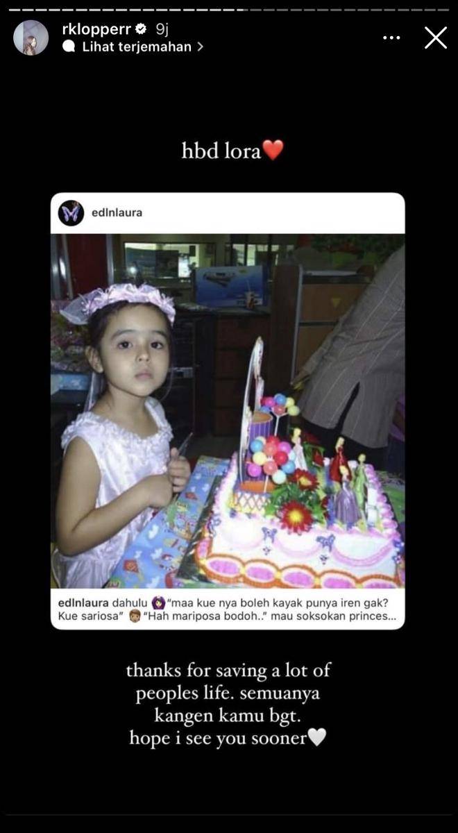 artis kenang momen bersama mendiang Laura Anna yang berulang tahun (Instagram.com/rklopperr)