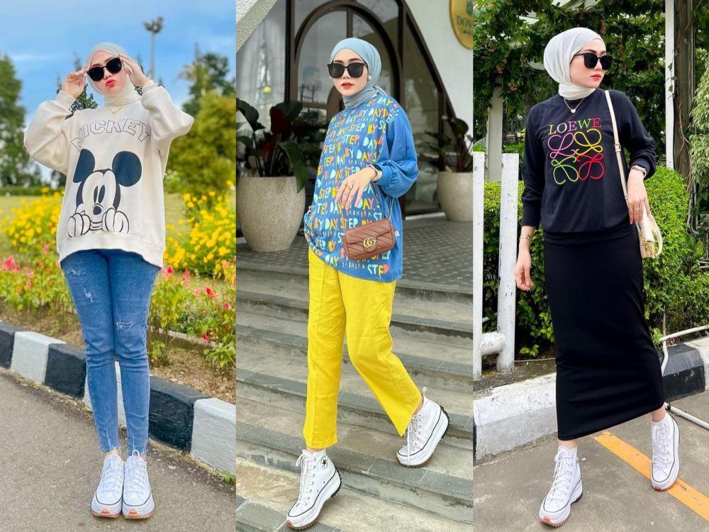 9 OOTD Santai Pakai Sweatshirt ala Yolla Anggita, Kece Abis!