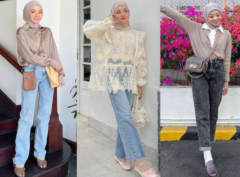 9 Ide OOTD Kasual Hijab dengan Celana Jeans ala Meirani Amalia