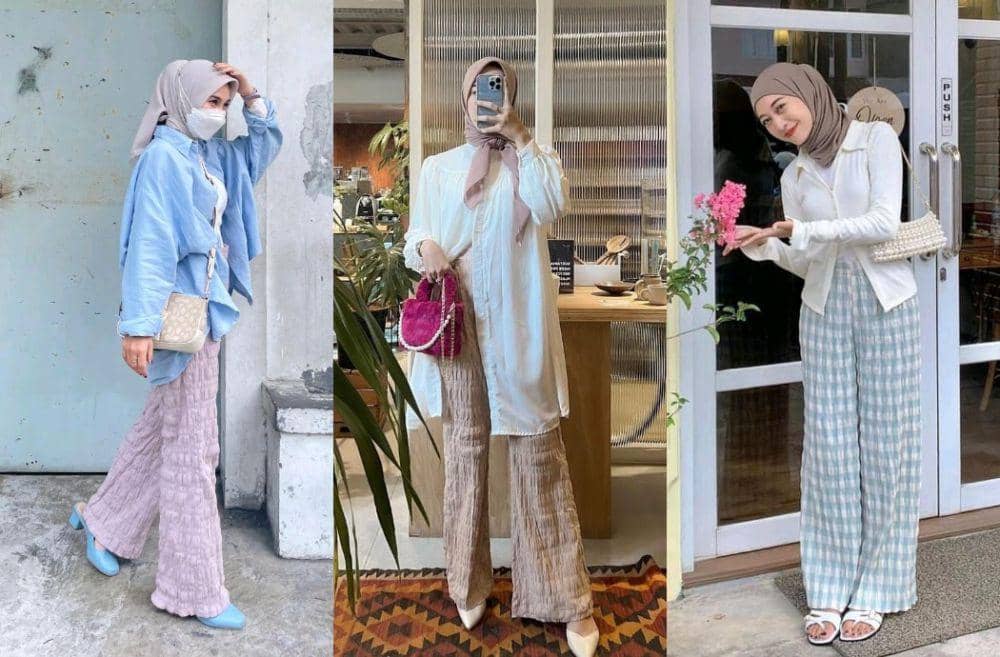 ootd kemeja crinkle hijab
