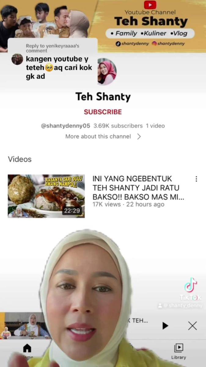 Shanty Denny kabarkan akun YouTube dihack (instagram.com/shantydenny)