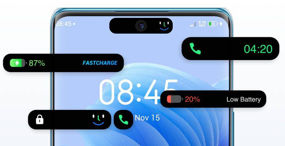 ilustrasi fungsi Dynamic Bar di itel S23+ (itel-life.com)