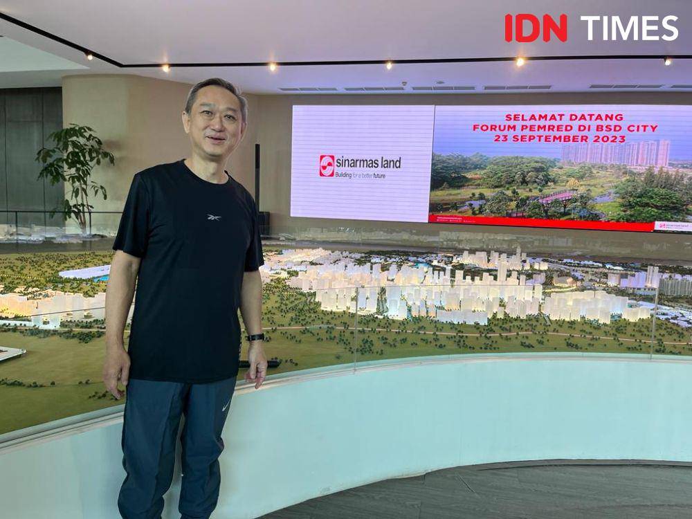Direktur PT Bumi Serpong Damai Emiten (BDSE), Hermawan Wijaya saat menjelaskan mengenai kondisi pengembangan BSD City (IDN Times/Uni Lubis)
