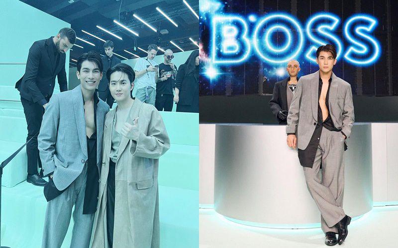 7 Potret Mew Suppasit Hadiri Fashion Show BOSS, Ketemu Suho EXO