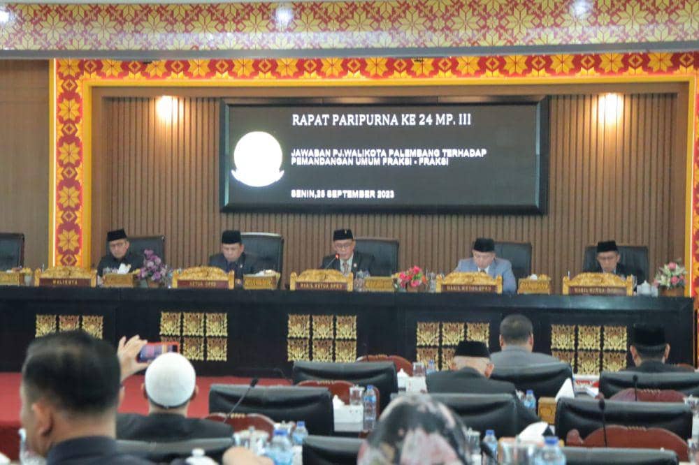 Rapat Paripurna DPRD Palembang ke-24 Masa Persidangan II Tahun 2023, Senin (25/9/2023).
