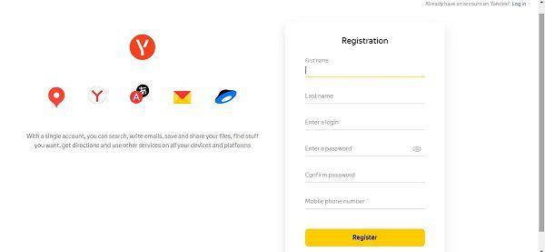 ilustrasi daftar Yandex Mail (passport.yandex.com)