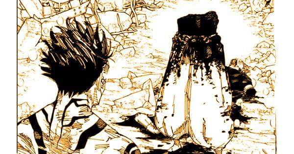 Sukuna melihat jasad Gojo yang terpotong ( Dok. Shueisha / Jujutsu Kaisen )