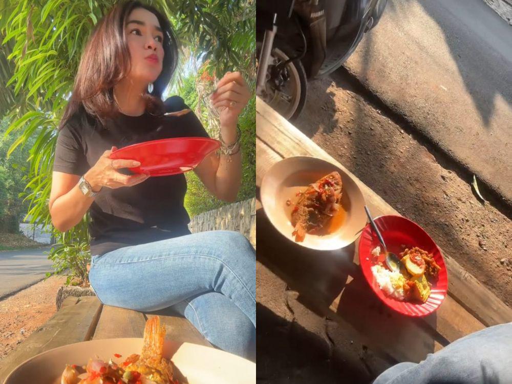 9 Momen Ussy Sulistiawaty Kulineran di Pinggir Jalan, Porsinya Disorot