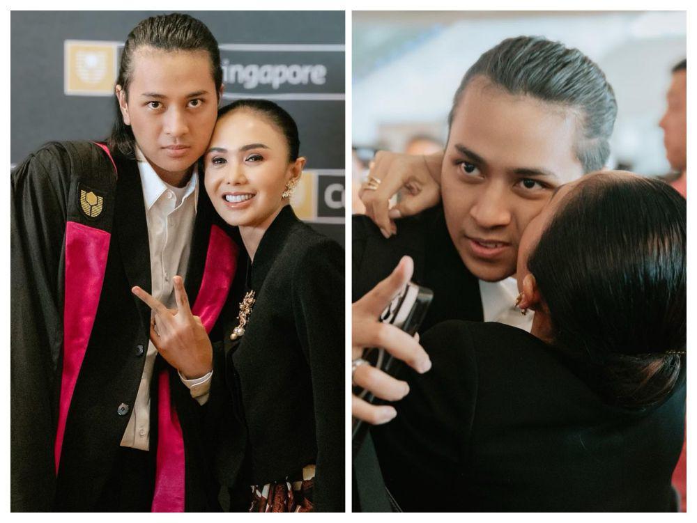 10 Momen Yuni Shara di Acara Wisuda sang Anak, Bangga, nih!